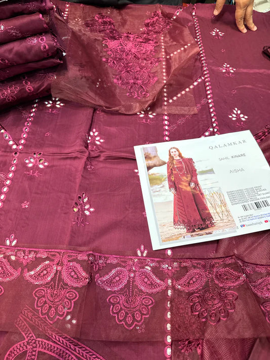 QALAMKAR AISHA VISCOSE DARK MEROON
