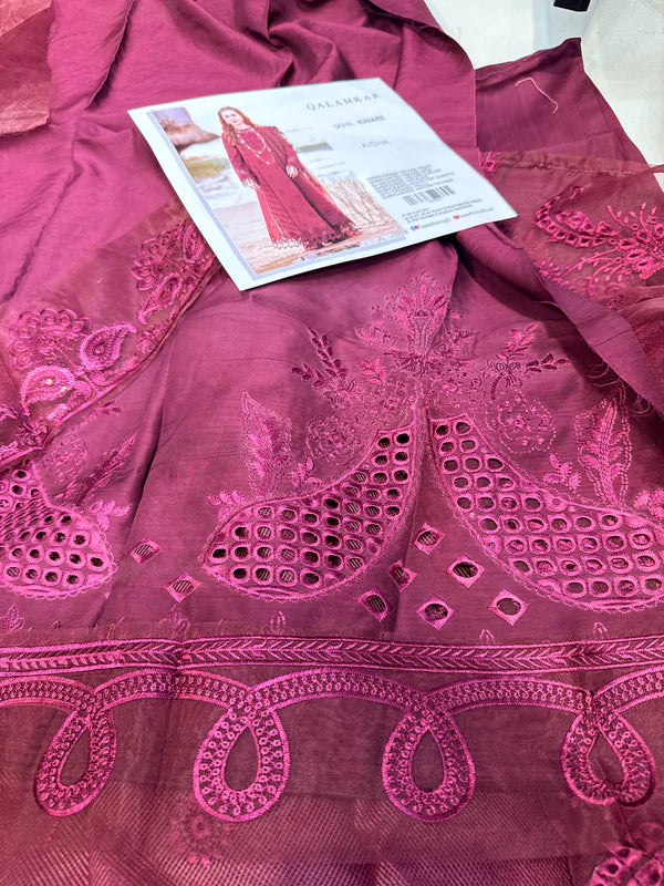 QALAMKAR AISHA VISCOSE DARK MEROON