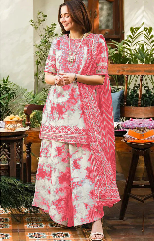 SAPHIRE PRINTED SILK LAWN RED