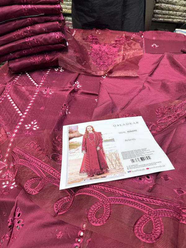 QALAMKAR AISHA VISCOSE DARK MEROON