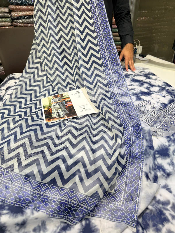 SAPHIRE PRINTED SILK LAWN