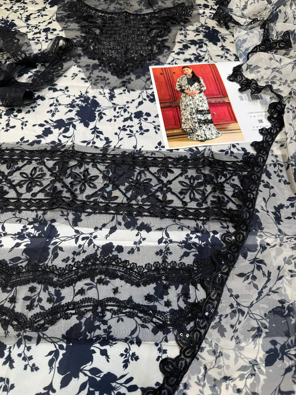 ANEELAS SILK PRINT B & W