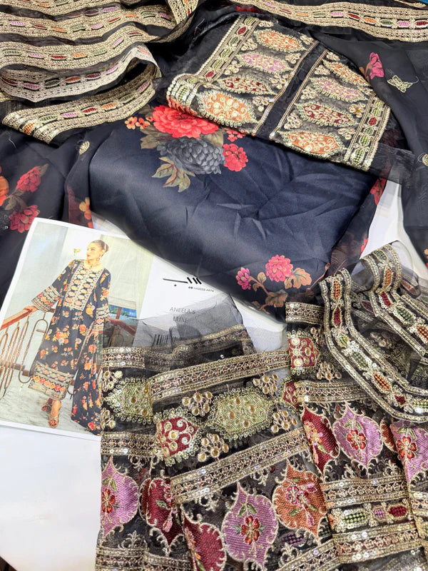 ANEELAS SILK PRINT BLACK