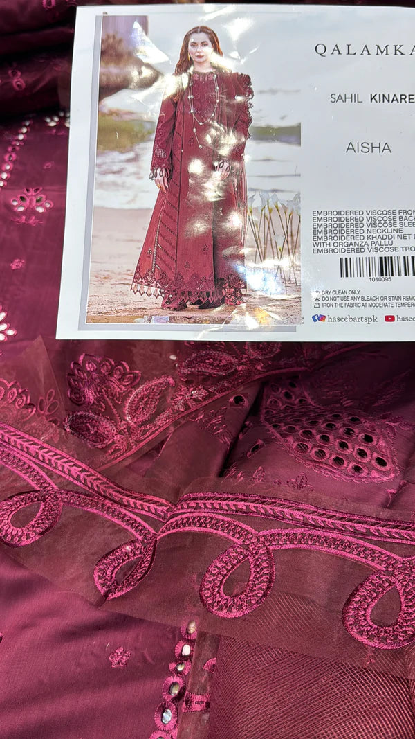 QALAMKAR AISHA VISCOSE DARK MEROON